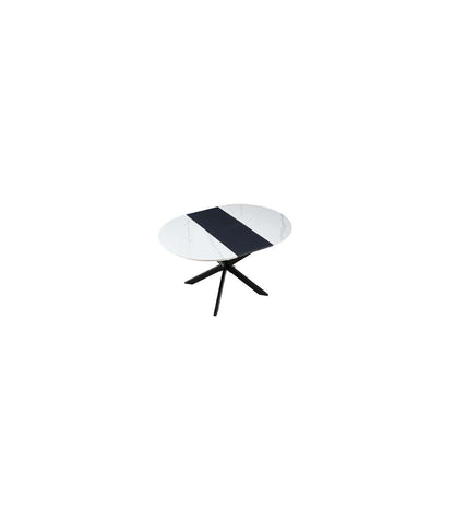 Mesa Redonda Extensible Ibiza Acabado Blanco/negro, 75cm(alto) 100-140cm(ancho) 100cm(largo)_2