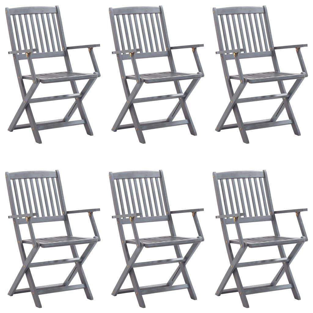 Vidaxl Sillas De Jardín Plegables 6 Uds Cojines Madera Maciza Acacia_1