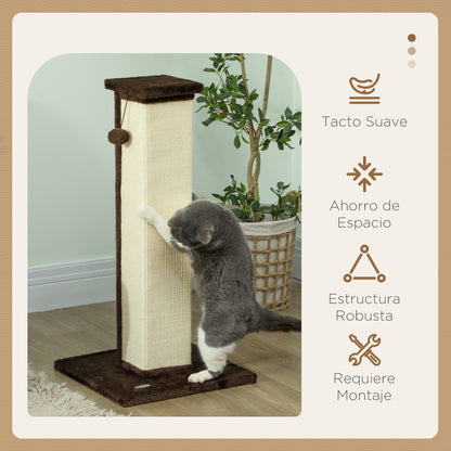 Pawhut Poste Rascador Para Gatos Altura 81 Cm Con Poste De Yute Y Bola Colgante_3