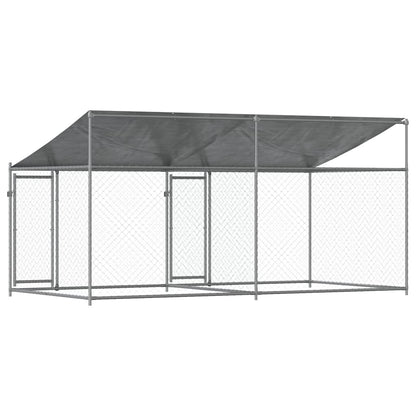 Jaula De Perros Techo Y Puertas Acero Galvanizado Gris 4x2x2 M_5