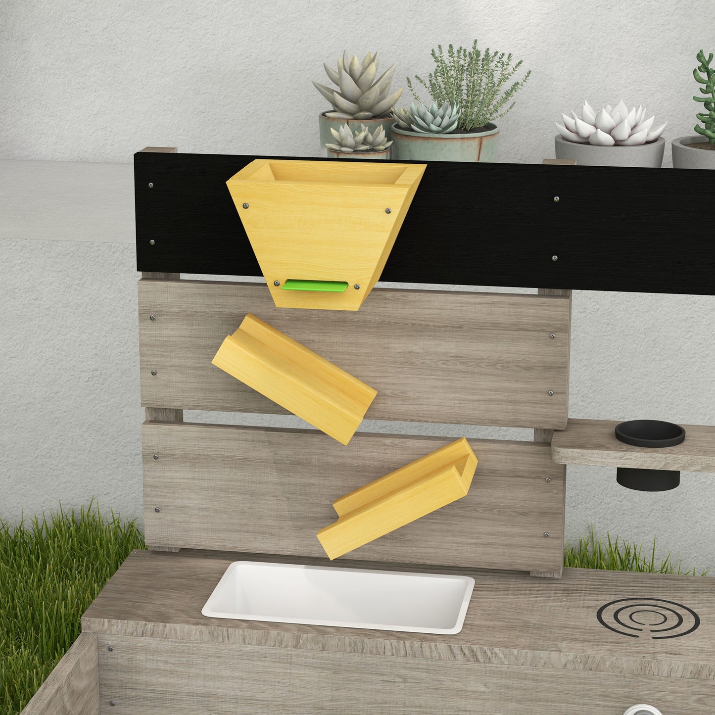 Outsunny Arenero Para Niños De Madera Con 2 Asientos 154x80x60 Cm Gris_3