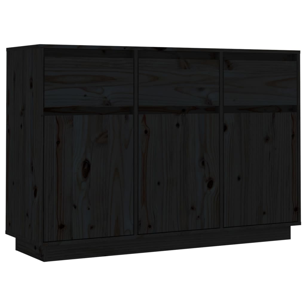 Aparador De Madera Maciza De Pino Negro 110x34x75 Cm / Vetonek_4