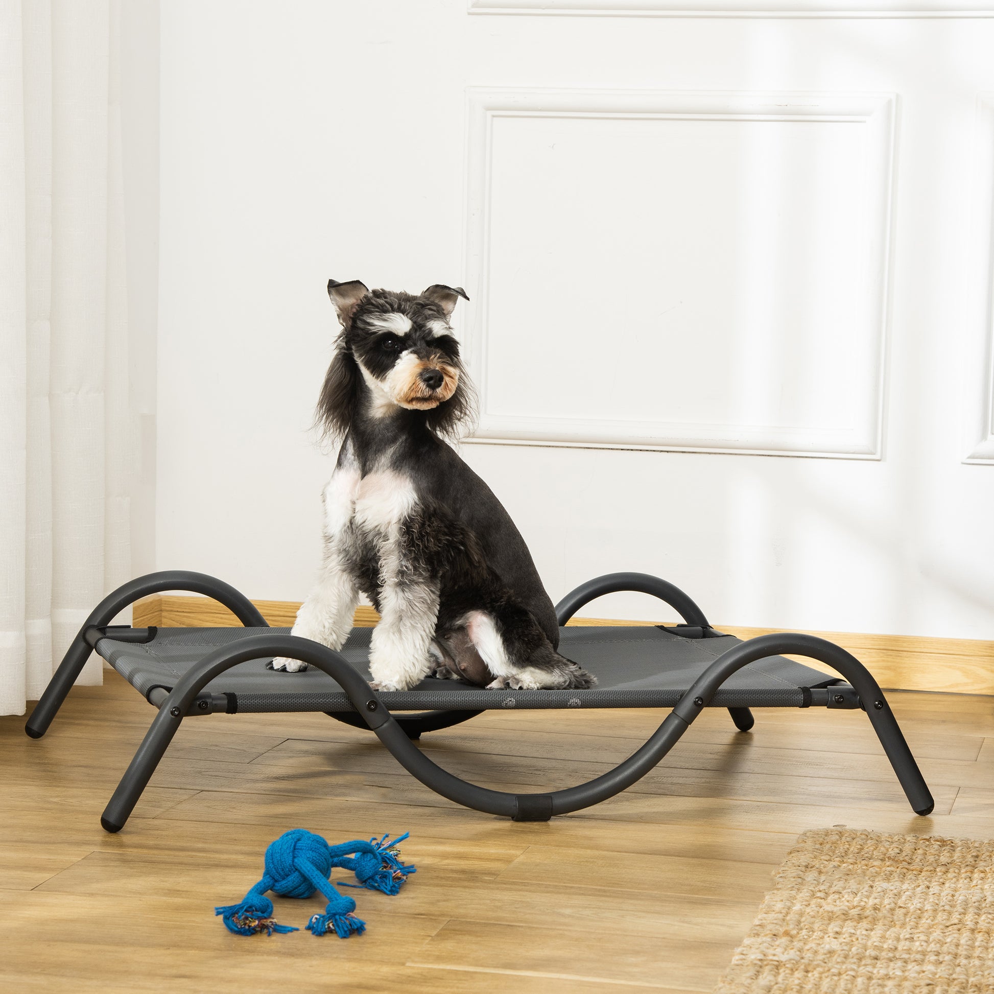 Pawhut Cama Elevada Para Perros Con Tela Malla Marco Curvo De Acero 92x55,5x21cm_1