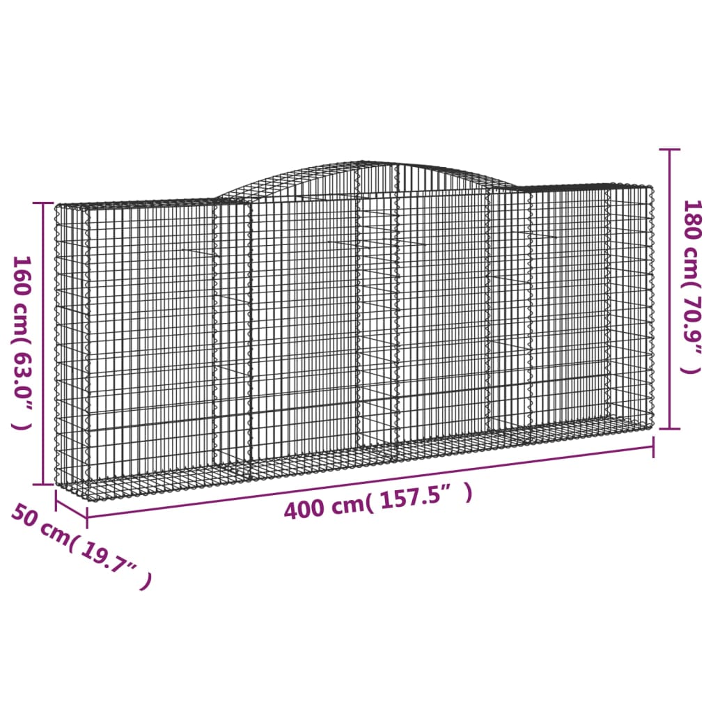Cestas De Gaviones 7 Uds Forma De Arco Hierro 400x50x160/180 Cm_5