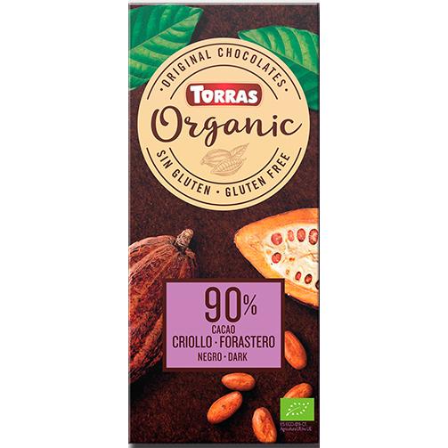 Chocolate Negro 90% Cacao Criollo Bio Vegano Torras 100 gr