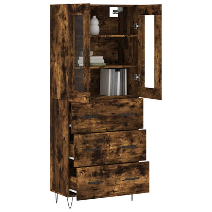 Aparador Alto Madera Contrachapada Roble Ahumado 69,5x34x180 Cm_2