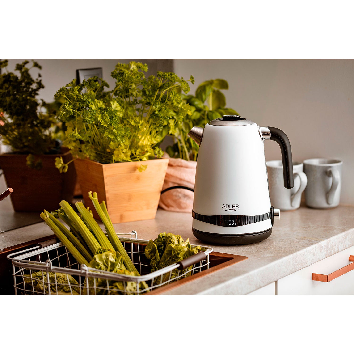 Hervidor Agua Eléctrico, Capacidad 1,7l, Sin Bpa, Control Temperatura, Acero Inox, Inalámbrico Adler Ad1295, 2200w