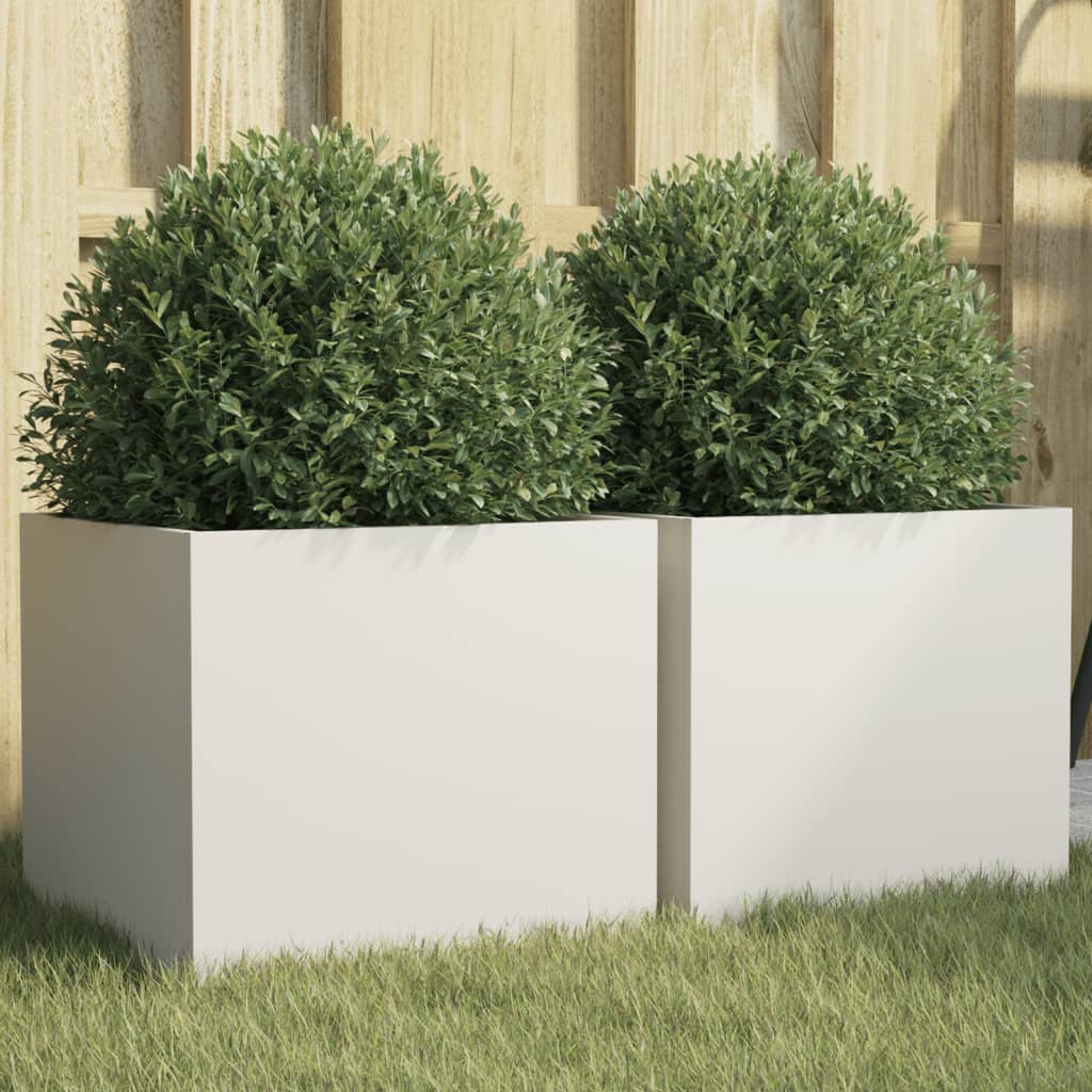 Jardineras 2 Unidades Acero Blanco 32x30x29 Cm_1