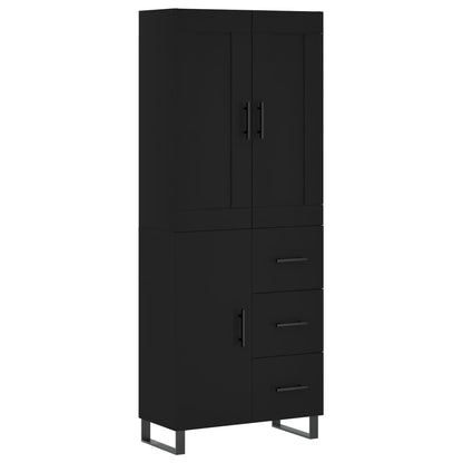 Aparador Alto Madera Contrachapada Negro 69,5x34x180 Cm_1