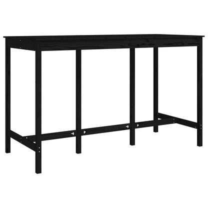 Mesa Alta De Bar Madera Maciza De Pino Negra 180x80x110 Cm_0