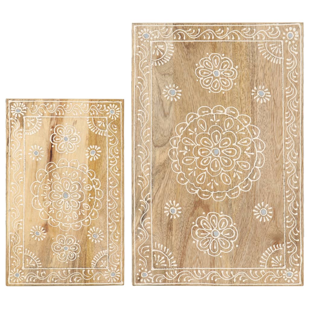 Juego De Mesitas Auxiliares 2 Piezas Madera Maciza De Mango_1