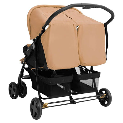 Vidaxl Carrito Para Gemelos De Acero Gris Taupé_4