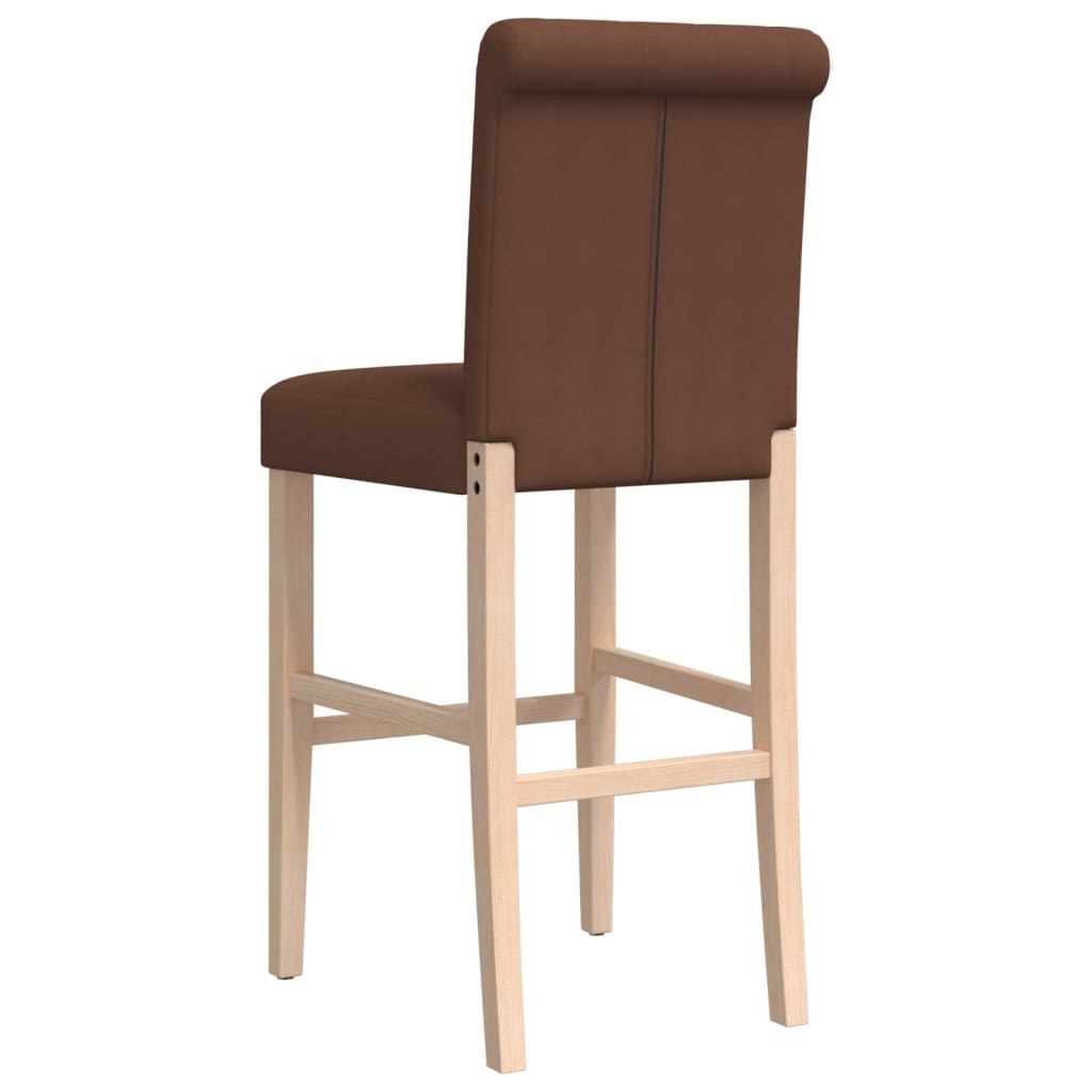Taburetes Altos 2 Uds Madera Maciza De Caucho Y Tela_5