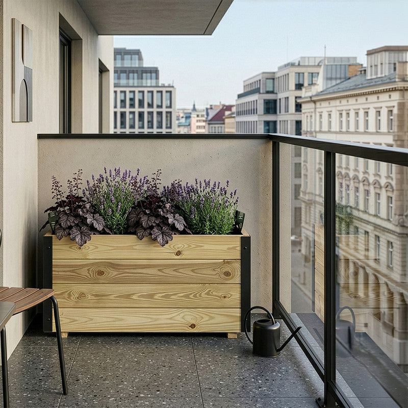Jardinera De Madera Con Refuerzo De Aluminio 80x40x40 Cm Ghio Al Hortalia_1