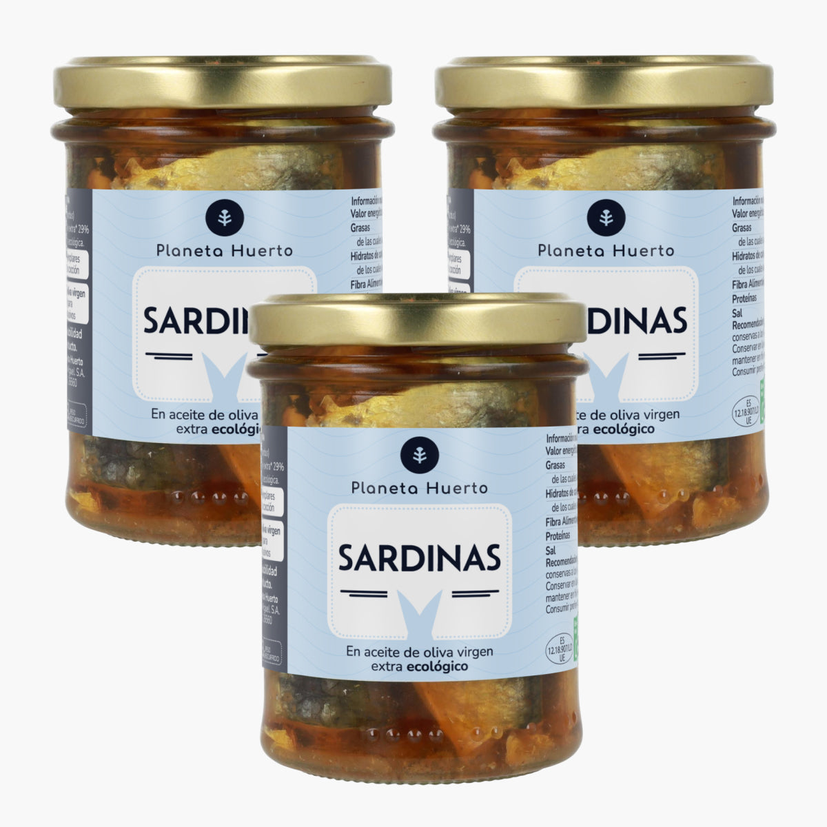 Pack 3x Sardinas en aceite de oliva ECO Planeta Huerto 190 gr