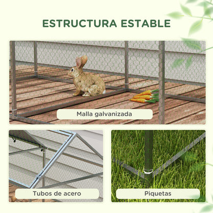 Pawhut Jaula Para Animales Pequeños Con 1 Puerta Superior 198x100x120 Cm Plata_5
