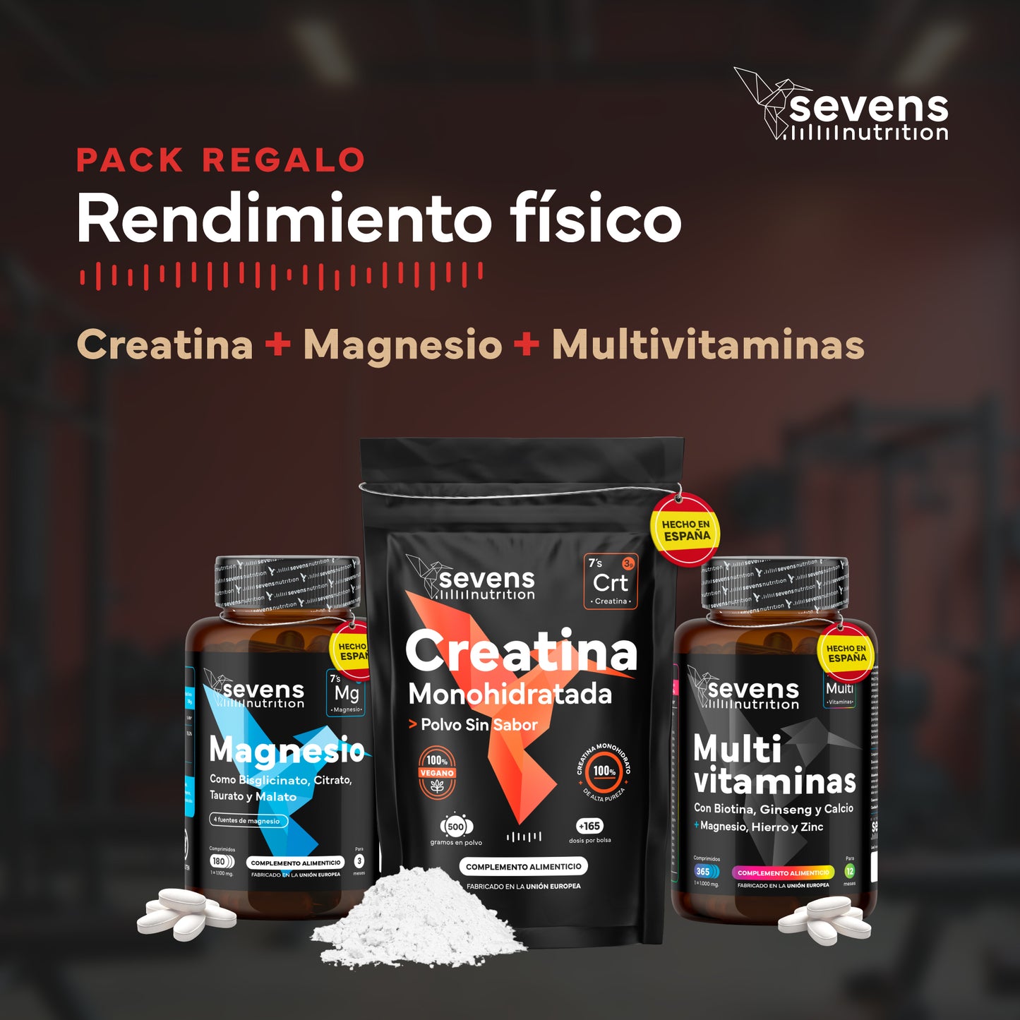 Pack Rendimiento. Con Creatina, Magnesio y Multivitaminas. Sevens Nutrition. Energía y Rendimiento_1