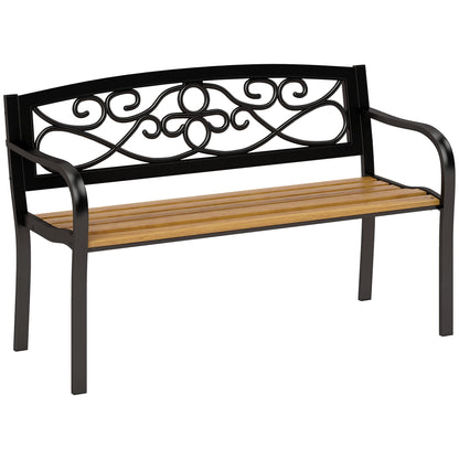 Outsunny Banco De Jardín Exterior De 2 Plazas 127x56x80 Cm Negro Y Natural_0