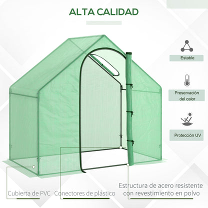 Outsunny Invernadero Pequeño Con Puerta Con Cremallera 180x100x168 Cm Verde_4
