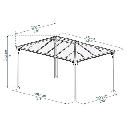 Cenador Martinique 4300 Gazebo De Aluminio gris Con Vidriado De policarbonato bronce