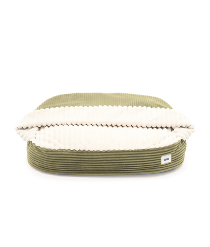 Cafide Cama Con Capucha Para Perro Con Tejido De Pana Verde. Modelo Maso. Talla S (50x60x10 Cm)_0