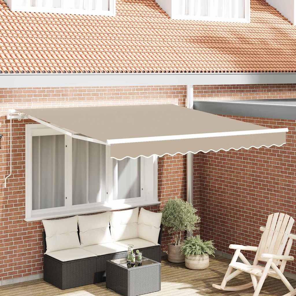 Toldo Retráctil Beige 350 X 250 Cm Poliéster Y Aluminio_1
