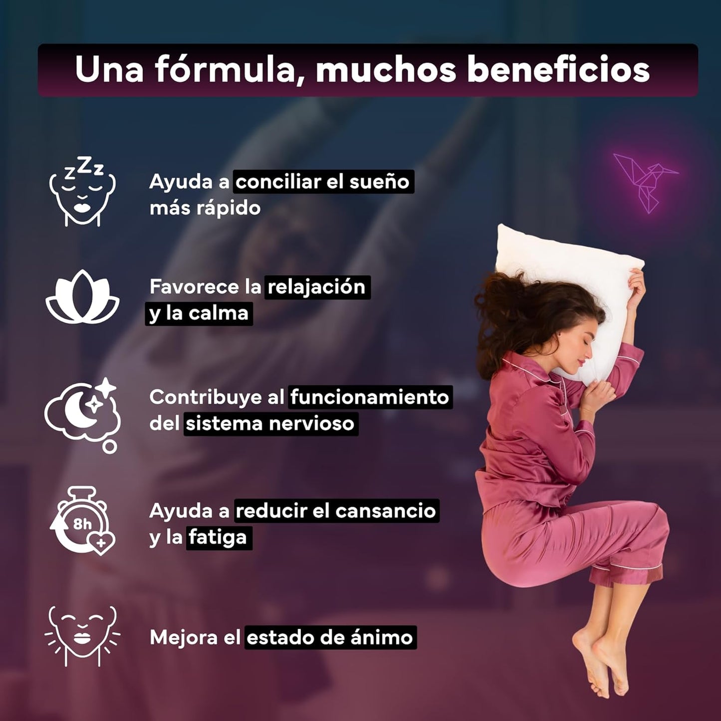 Melatonina Gummies con Pasiflora Manzanilla Melisa y Vitamina B6 Sin Azúcar Sevens Nutrition 60 gummies