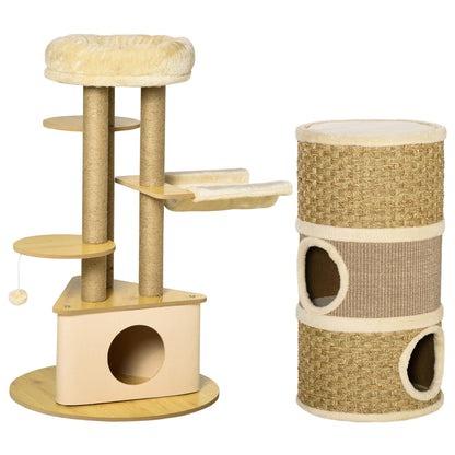 Pawhut Conjunto De 1 Cama De Túnel Para Gatos Y 1 Árbol Rascador Para Gatos_0