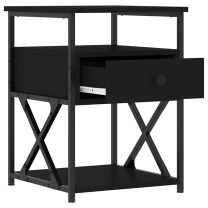 Mesita De Noche Madera De Ingeniería Negro 40x42x55 Cm_4