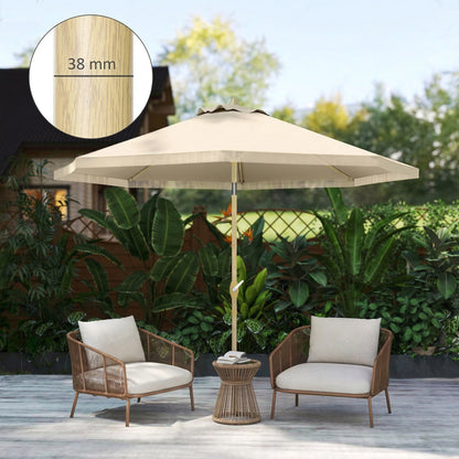 Outsunny Sombrilla Terraza Exterior Ø265x244 Cm Con Ángulo Ajustable Crema_2