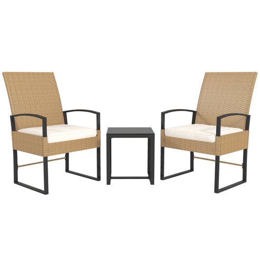 Outsunny Conjunto De Jardín Exterior De 3 Piezas Con Respaldo Ajustable Cojines_0
