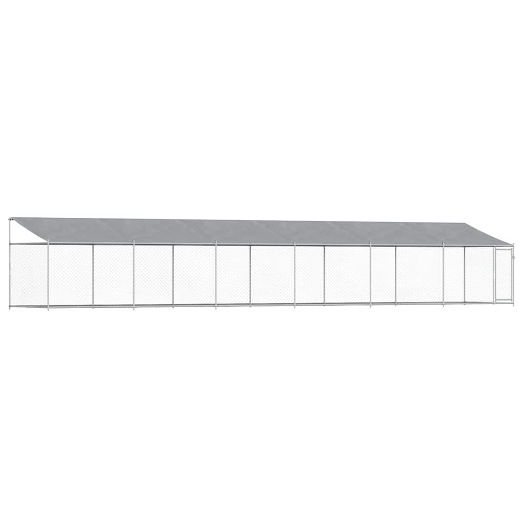 Jaula De Perros Techo Y Puerta Acero Galvanizado Gris 12x2x2 M_0