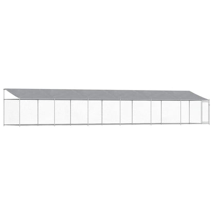 Jaula De Perros Techo Y Puerta Acero Galvanizado Gris 12x2x2 M_0