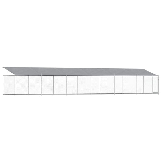 Jaula De Perros Techo Y Puerta Acero Galvanizado Gris 12x2x2 M_0