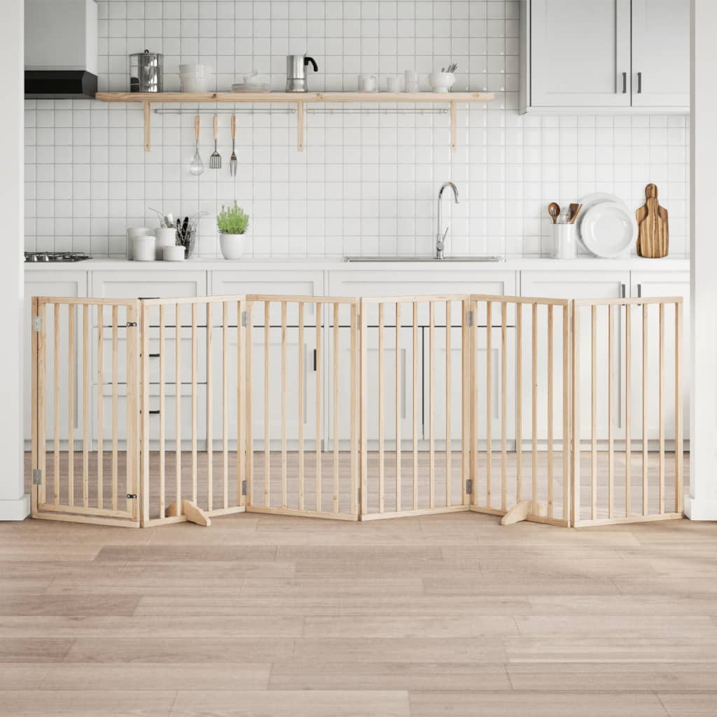 Vidaxl Puerta Para Perros Con Puerta Plegable De 6 Paneles, 300 Cm, Madera De Álamo_1