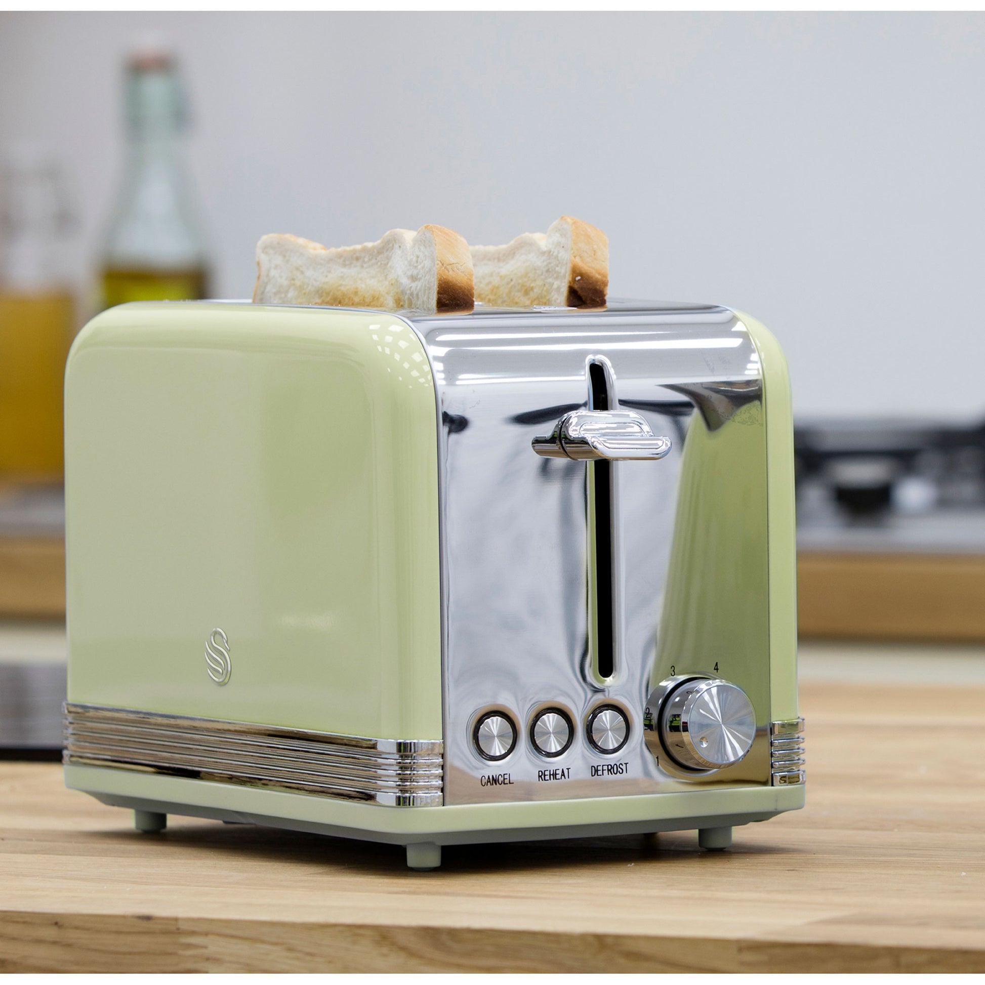 Swan Retro Set Desayuno Hervidor De Agua 1,8 L Inalámbrico, Tostadora 2 Rebanadas Anchas, Vintage, Stp7050gneu, Verde_1