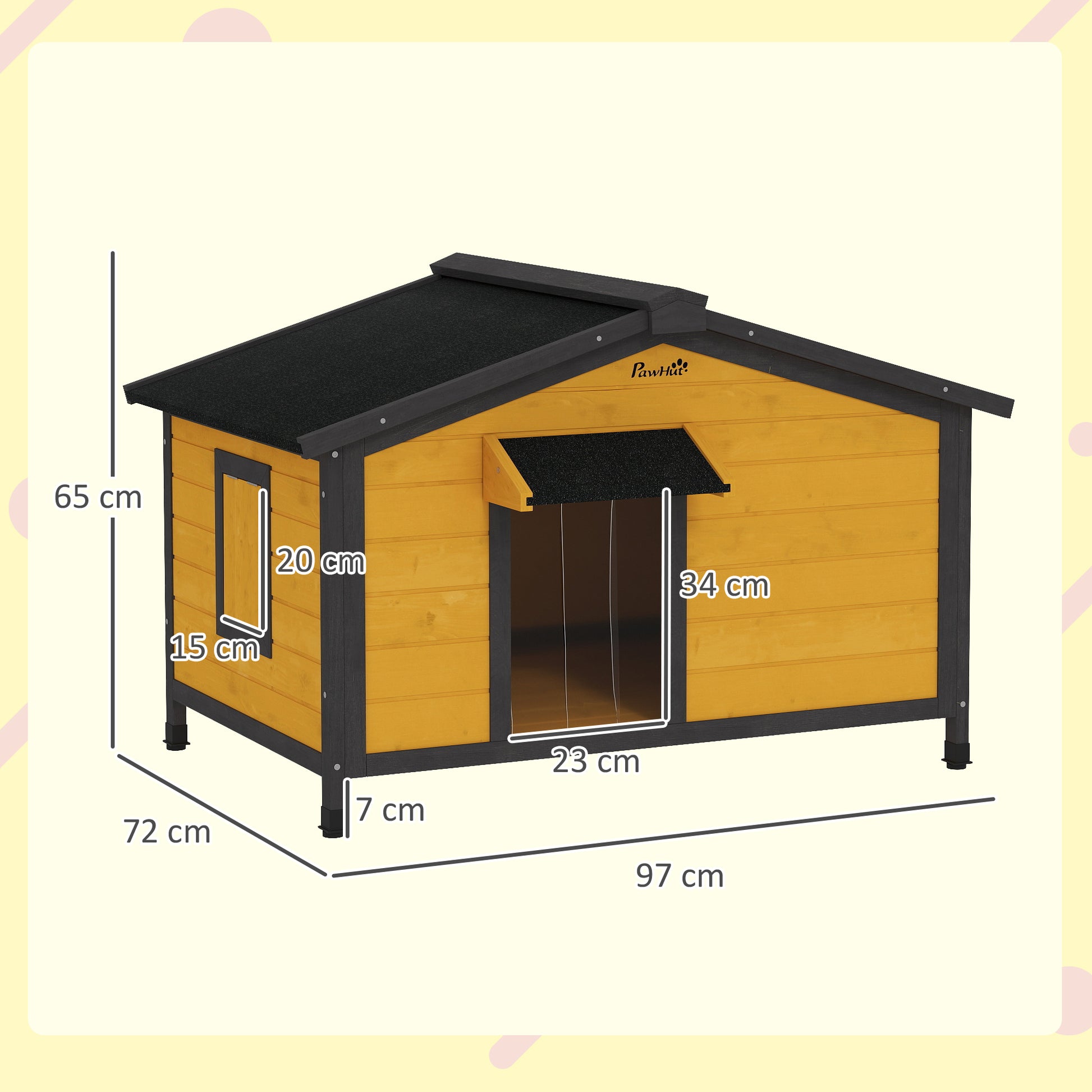 Pawhut Caseta Para Perros Exterior Con Techo Asfáltico 97x72x65cm Madera Natural_2