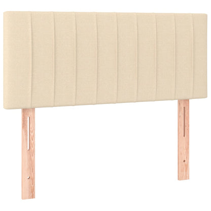 Cama Box Spring Colchón Y Luces Led Tela Crema 100x200 Cm / Vetonek_1