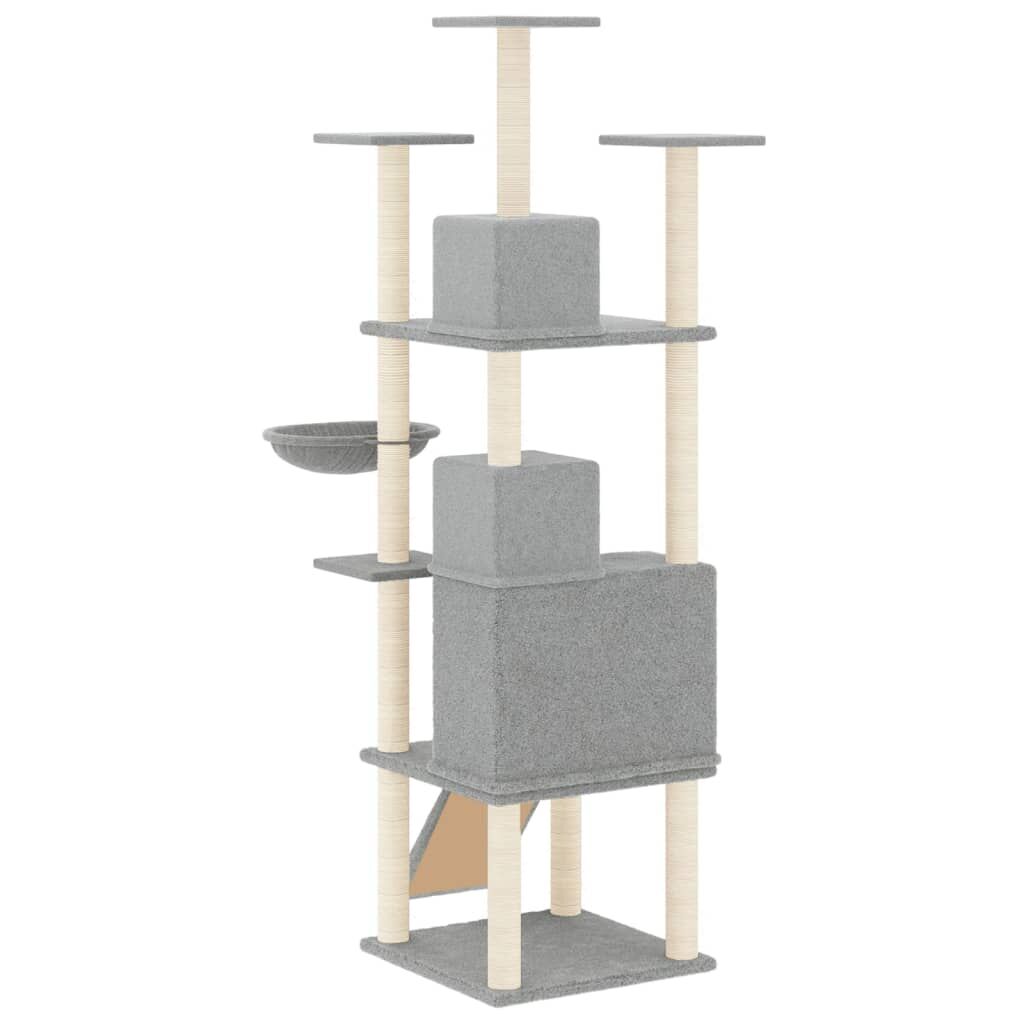 Vidaxl Rascador Para Gatos Con Postes De Sisal Gris Claro 175 Cm_4