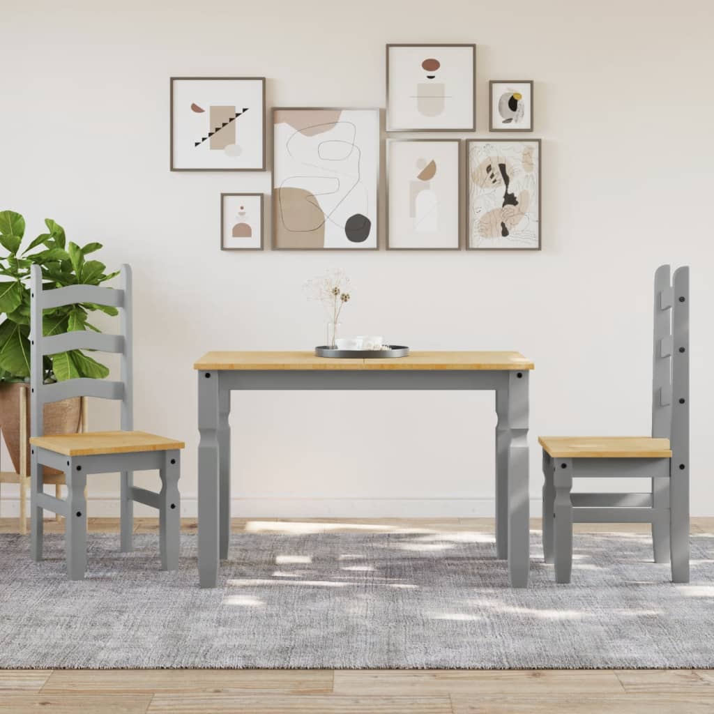 Mesa De Comedor Corona Madera Maciza De Pino Gris 112x60x75 Cm_1