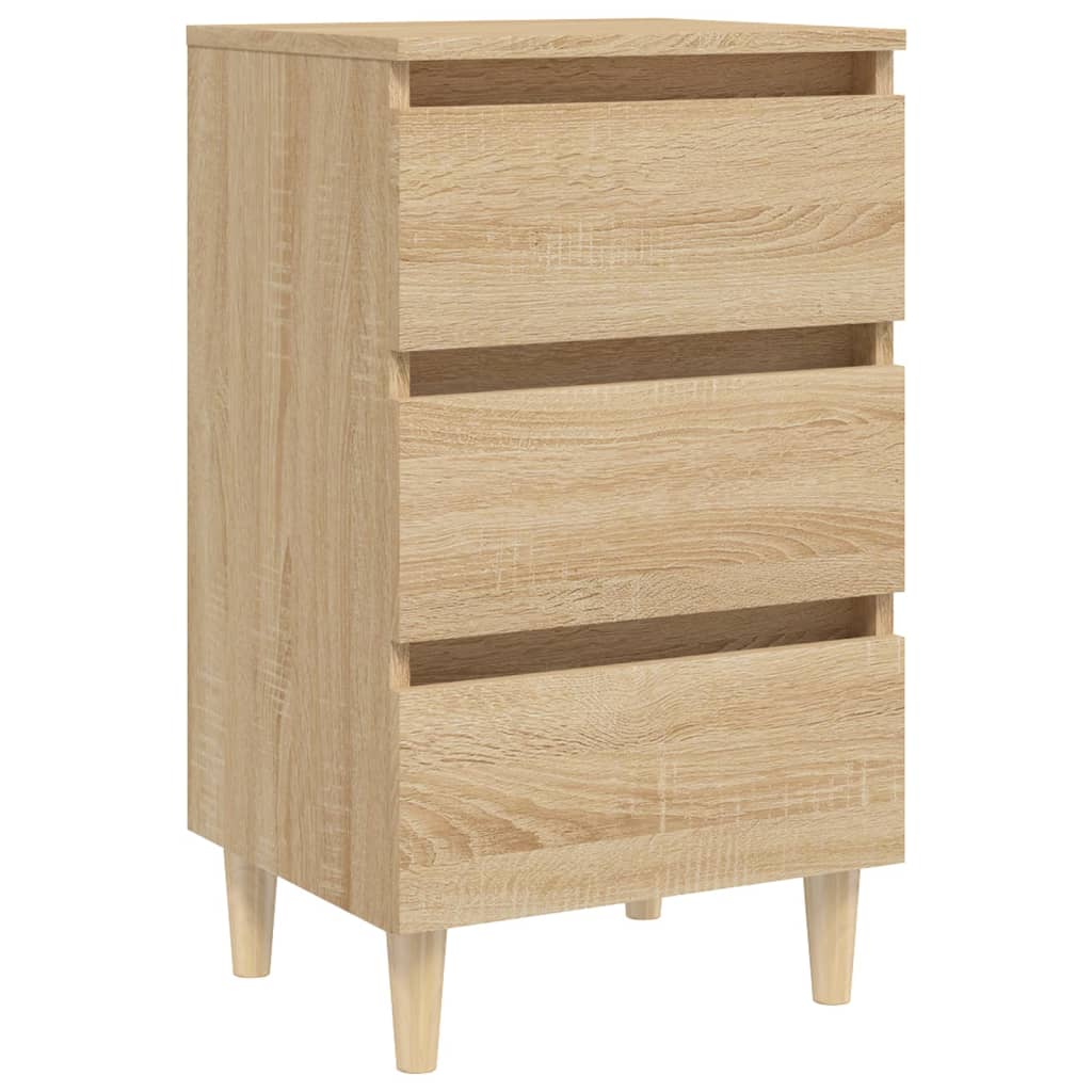 Mesita De Noche Patas Madera Maciza Roble Sonoma 40x35x69 Cm_0