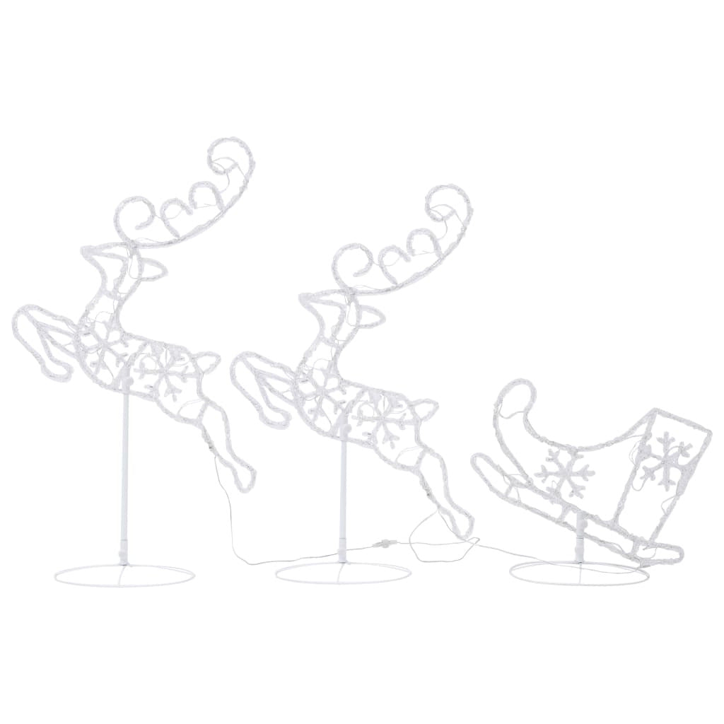 Vidaxl Renos Voladores Y Trineo Blanco Cálido 260x21x87 Cm_3