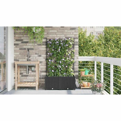 Macetero De Jardín 2 Uds. Negro 80 X 40 X 142 Cm Pp_3