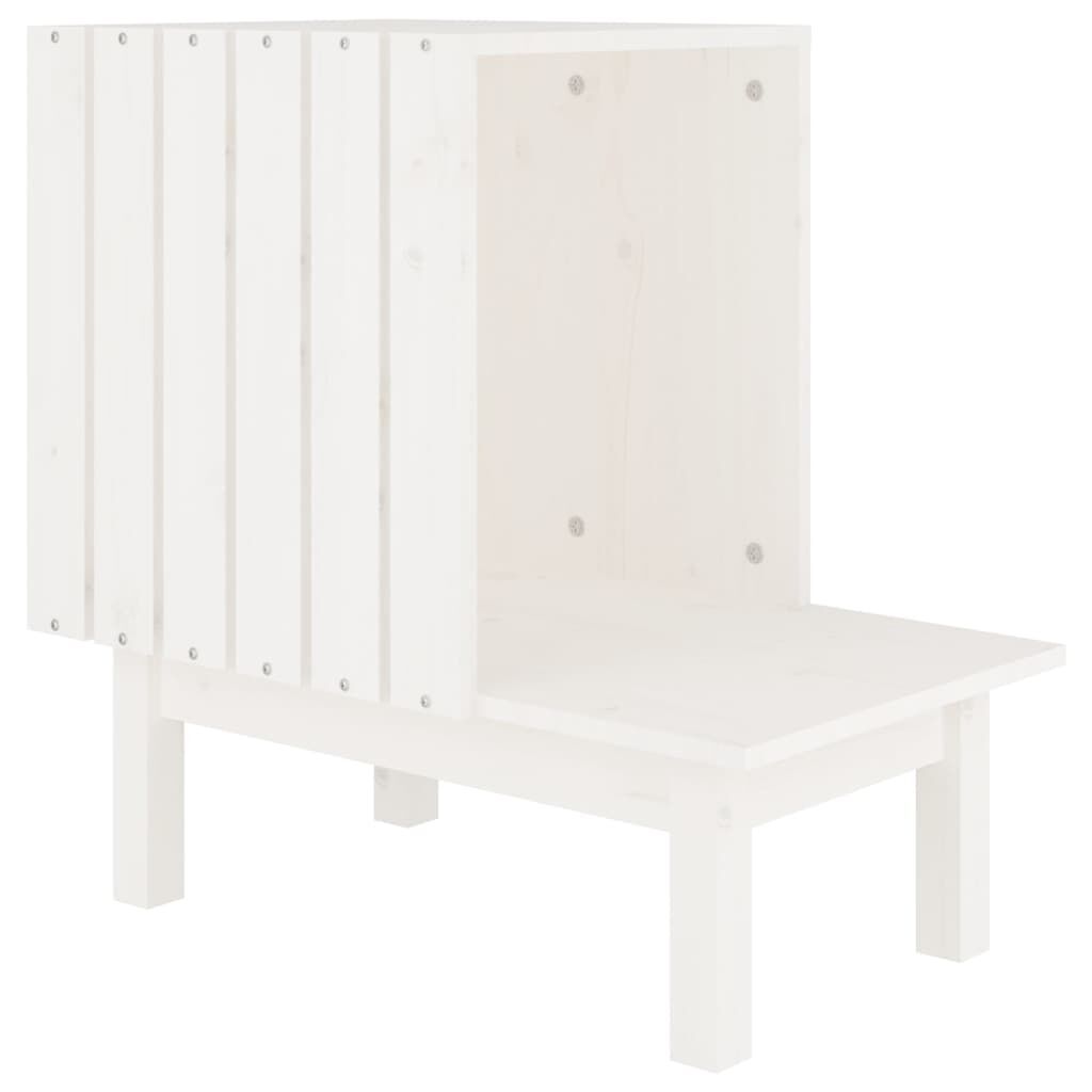 Vidaxl Casa Para Gatos De Madera Maciza De Pino Blanco 60x36x60 Cm_0