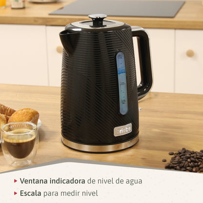 Briebe Elegance Hervidor Agua Eléctrico 1,7l Inalámbrico Ebullición Rápida, Libre De Bpa, Base De 360°, Kt1168blk, Negro_5