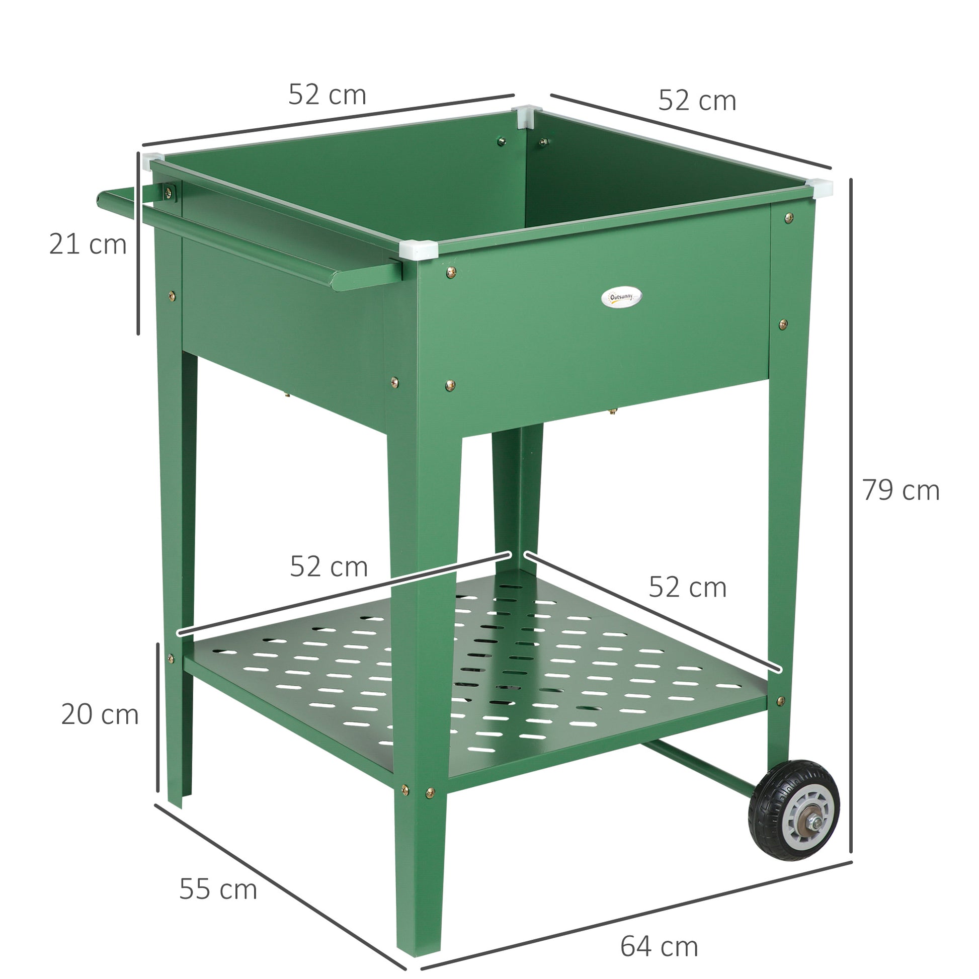 Outsunny Huerto Urbano Elevado Con Ruedas De Acero Galvanizado 64x55x79 Cm_2