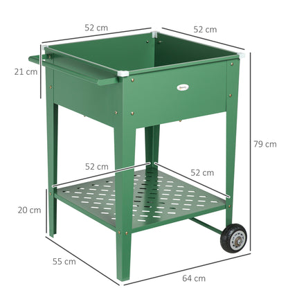Outsunny Huerto Urbano Elevado Con Ruedas De Acero Galvanizado 64x55x79 Cm_2