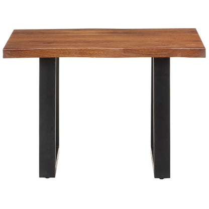 Mesa De Centro Borde Natural Madera Maciza Acacia 60x60x40 Cm_0