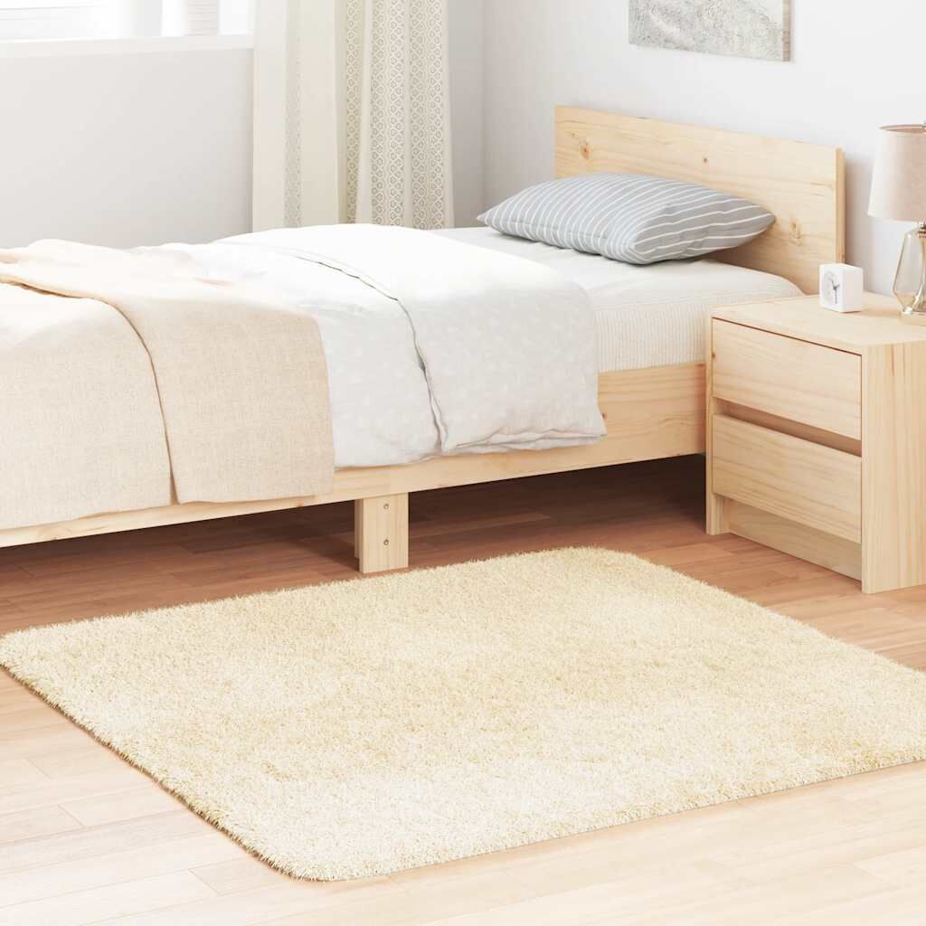 Vidaxl Alfombra Peluda De Pelo Largo Navarra Crema 120x120cm Poliéster_1