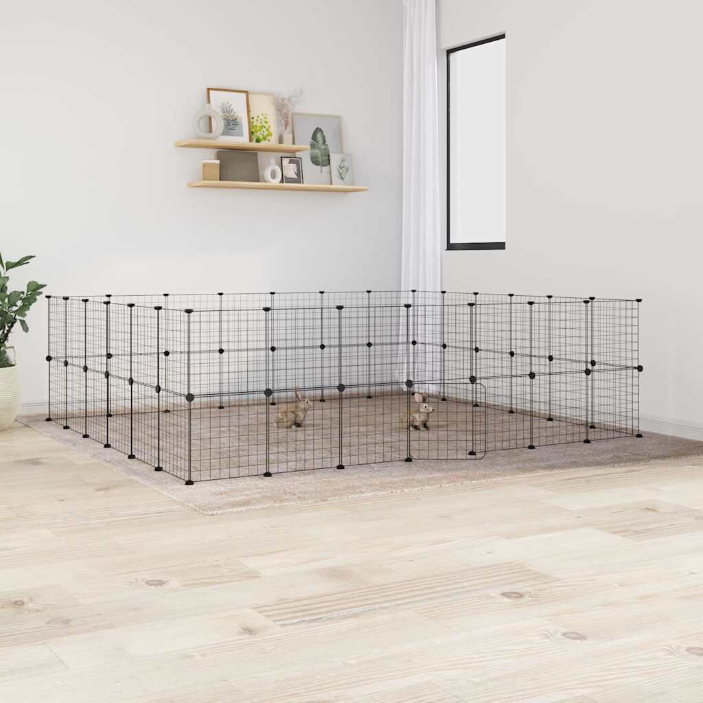 Vidaxl Jaula Para Mascotas De 52 Paneles Puerta Acero Negro 35x35 Cm_1